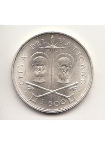 1967 Anno V - Lire 500 Argento San Pietro e Paolo Fior di Conio Paolo VI